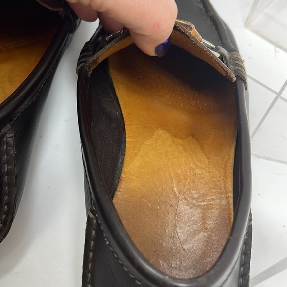 Gucci Men’s Sz 8 Brown Leather Bamboo Horsebit Slip on Loafers - Picture 14 of 14